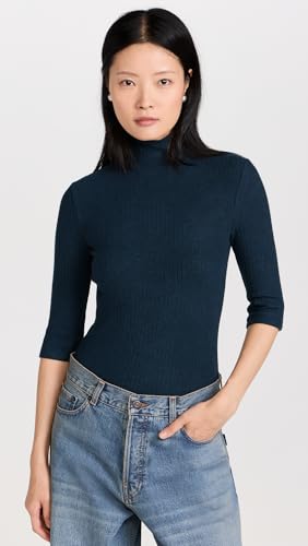 Vince Women's Rib 3/4 Sleeve Turtleneck2