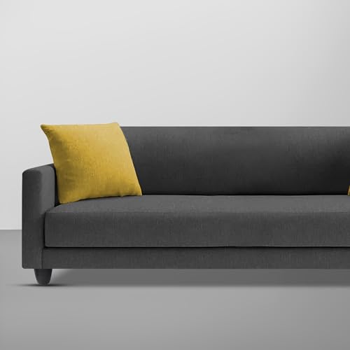 Image of Casaliving Dominic 3 Seater Sofa Set for Living Room (Black Fabric) Premium Fabric Sofa