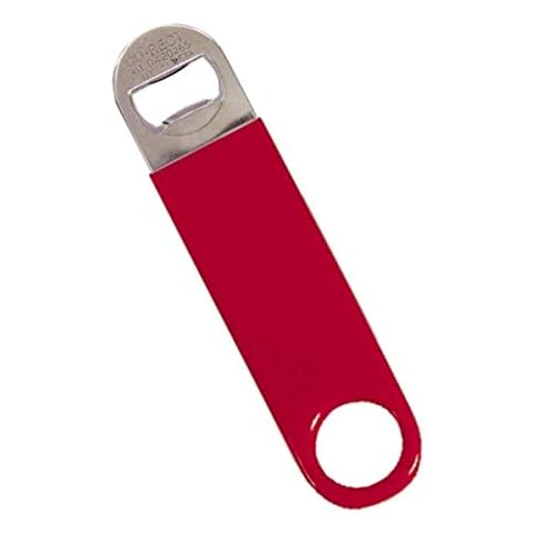 Co-Rect Products CO3VRED Long Neck Stainless Steel Bottle Opener, Vinyl Coated Red Finish, 7.125" x 1.75" x 0.1875" Size, Red Cover
