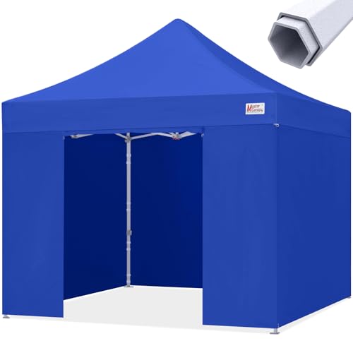 MASTERCANOPY 10x10 Premium Heavy Duty Pop Up Commercial Instant Canopy with Sidewalls(10x10 Blue)