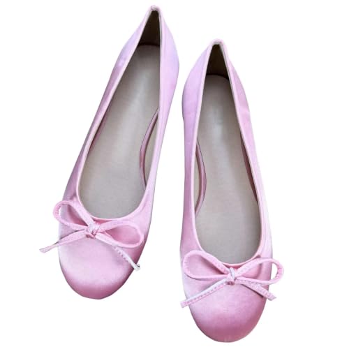 Image of TN TANGNEST Women's Velvet Flats Round Toe Ballet Shoes | Elegant Bowknot Flats Comfortable Casual Slip On Flats for Work