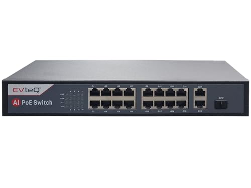 EvteQ POE Switch 16 PoE Giga Ports, 2 Uplink Giga Ports & 1 SFP (EV-16G-2UG-1S)
