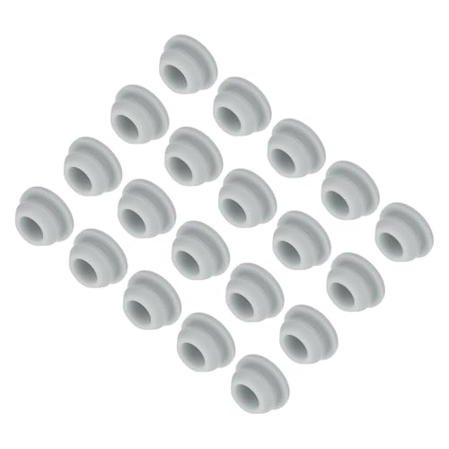 Image of MECCANIXITY 30pcs Silicone Snap in Locking Hole Plugs,9mm /0.4 Inch Mounting Diameter Narrow Groove Width 2mm Panel Seal Cover Round for Kitchen Bulkheads Waterproof Sealing Plugs Grey