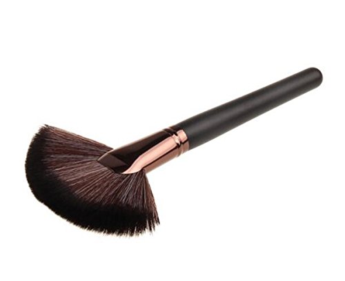 8 Colours Highlighter, Blusher, Bronzer, Bronzing Face Contour Palette + Large Rose-Gold Fan Cheek/Blending/Contour/Highlighter/Bronzer/Dust Makeup Brush - Image 6