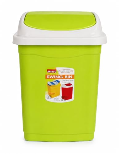 Aristo Plastic Small Swing Dustbin 9 Ltr (Green)