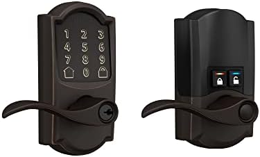 Schlage FE789WB CAM 716 Acc Encode WiFi Accent Lever Smart Lock, Keyless Entry Touchscreen Door Lock with Camelot Trim, Aged Bronze