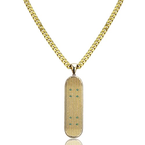 Collar de acero inoxidable con piedras para amantes del skate y joyería urbana