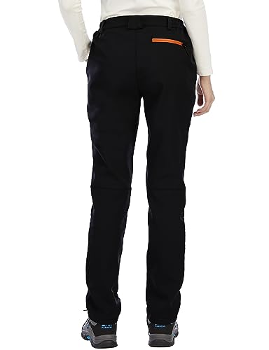 BenBoy Damen Wanderhose Wasserdicht Skihose Softshellhose Winddicht Outdoorhose Winter Warm Gefüttert Trekkinghose Snowboardhose KZ3927W-Black1-M