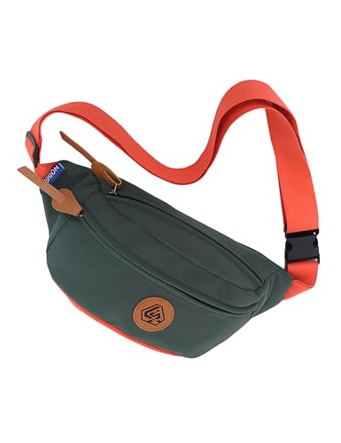 Image of Venzina Unisex Crossbody Bag, Water-Resistant Nylon Sports Waist Pack & Fanny Pack with Adjustable Strap, Large Capacity Hands-Free Bag for Running, Hiking, Travel, Gym & Everyday Carry- Green