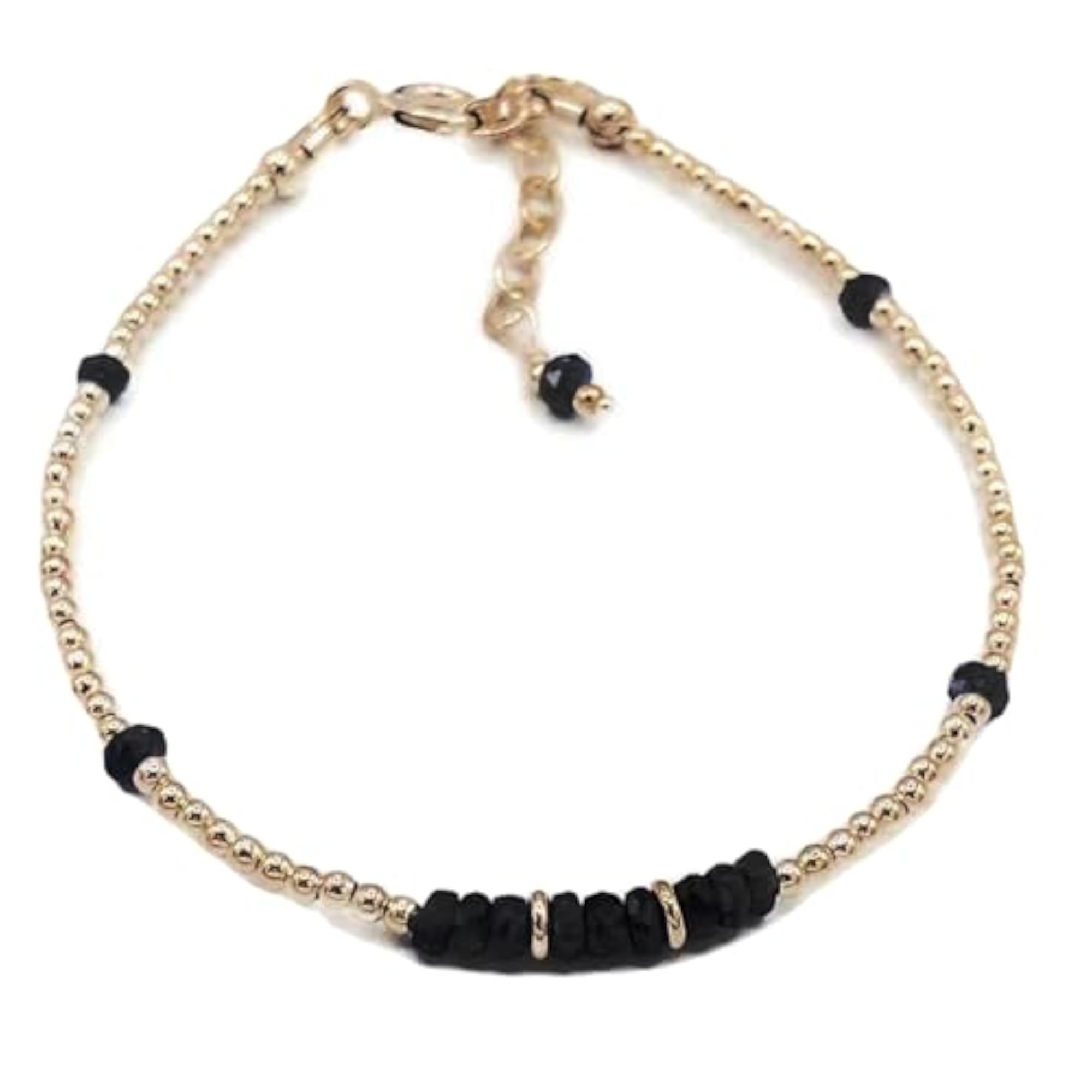 Blue Sapphire Rondelle Beaded Bracelet, Adjustable Silver Lock, Unisex