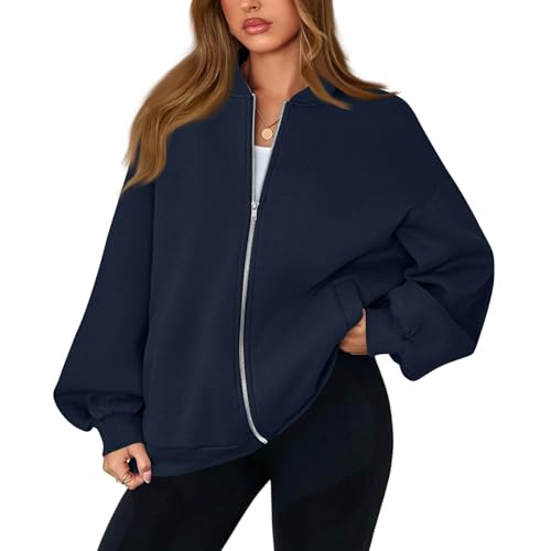 Zip Up Sweatshirt Women Lightweight Fleece Zip Up Bomber Jacket Casual Athletic Workout Sweat Jackets with Pockets3