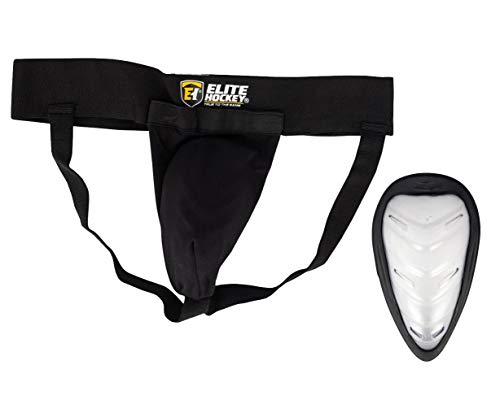 Elite Hockey Pro Deluxe Support with Cup (Black, Senior Large)