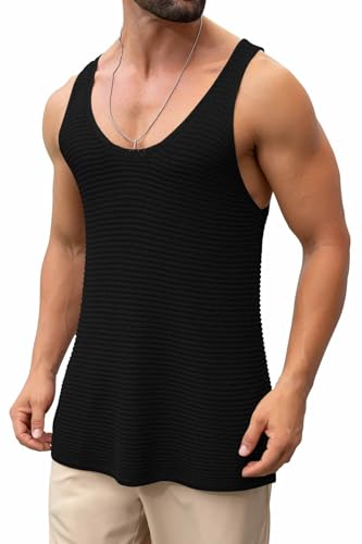 Men's Ribbed Knit Tank Top Stylish Sleeveless Shirt for Summer Casual Workout Shirt2