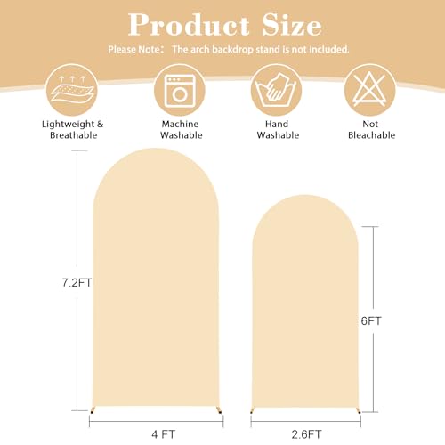 Image of Champagne Arch Covers 2 Set 7.2 and 6ft Champagne Arch Backdrop Cover Spandex Fitted Wedding Arch Stand Covers for Birthday Party Baby Shower Bridal Shower Wedding Banquet Photo Balloon Arch Backdrop