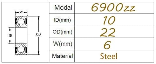 Roulements rigides à billes 6900ZZ en acier blindé 10 mm 5PC - 3