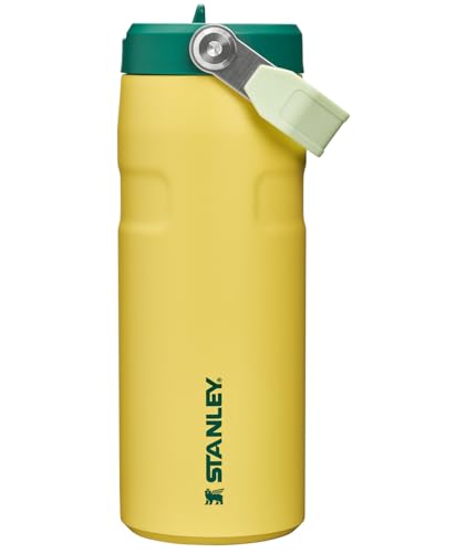 Image of STANLEY IceFlow Flip Straw 2.0 Water Bottle 16 oz | Built-In Straw with Larger Opening | Lightweight and Leak Resistant | Insulated Stainless Steel | BPA-Free | Daffodil Emerald