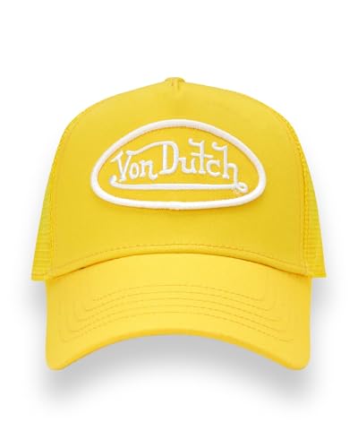 Image of Von Dutch Unisex Trucker Hat - Retro Classic Solid Color Mesh Back Snapback Baseball Cap for Men & Women.