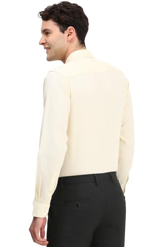 Image of Men Yellow Slim Fit Print Full Sleeves Formal Shirts