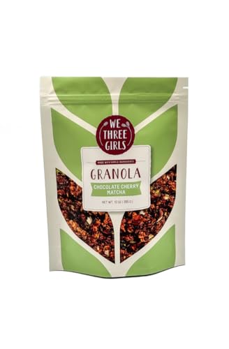 We Three Girls Granola - Chocolate Cherry Matcha (10 Ounce) | Small Batch Vegan Granola | All Natural Gluten Free Snack | Made in USA |