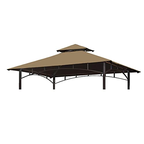 Grill Gazebo Replacement Canopy Top – Wonwon 5×8 Gazebo Roof Double Tiered Outdoor BBQ Roof Cover Grill Shelter Only Fit for Model L-GG001PST-F (Khaki)