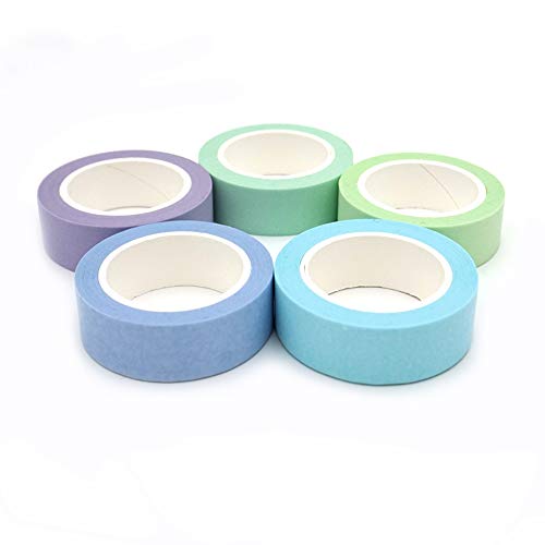 Ercentury Washi Masking Tape Set, Assorted 5 Rolls, Decorative Writable Tape, For Fun Diy Art Supplies, Scrapbooking Crafts Wrapping (Blue-Toned) #TOP4