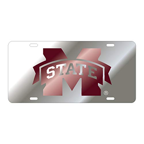 Mississippi State University Maroon on Silver Laser Cut Inlaid Mirror Tag