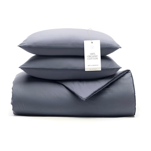 BOLL & BRANCH Signature Comforter Set - King/Cal King, Mineral - Duvet Insert and Cover in One Layer - Luxury Organic Cotton, Down Alternative, Hypoallergenic, All-Season - 1 Comforter and 2 Shams