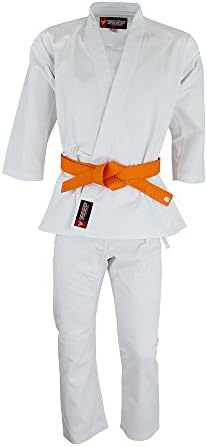 TWISTER FIGHT WEAR Professional Double Stitch Strong Quality Training Student Karate Gi,Middleweight 8oz With Free White Belt (White, 3)
