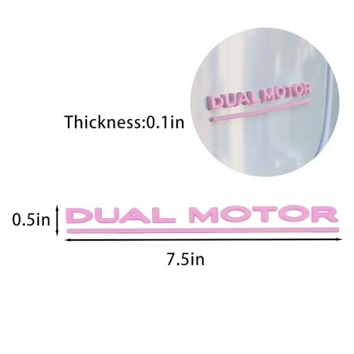 Image of 1 Pack YJMOTOR Model 3 Y Dual Motor Emblem Underline Badge Letters Sticker Compatible with Tesla Model 3 /Y /S /X Decorative Accessories(Light Pink)