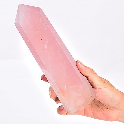 MOGEMT Natural Rose Quartz Obelisk Tower...