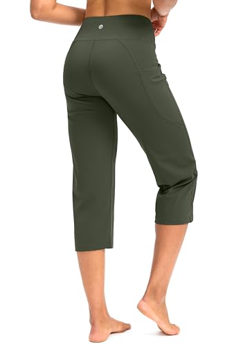 Image of G Gradual Capri Pants for Women High Waist Workout Yoga Pants with Pockets Tummy Control Leggings Crop Straight
