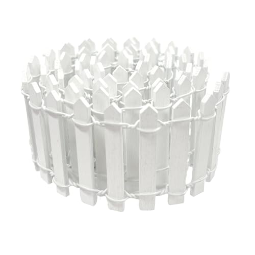 35 Inches Mini Fairy Garden Fence DIY Small Wood Decorative Picket Fence Micro Landscape Miniature Ornaments for Dollhouse, Crafts, Diorama Project, Plant Pot, White