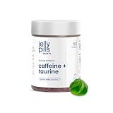 Jelly Pills Caféine + Taurine – 60 gummies véganes – 40 mg de caféine avec taurine et guarana – Énergie et concentration pour l’entraînement – Vitamines C et B6 – Saveur citron – 8 kcal par gummy