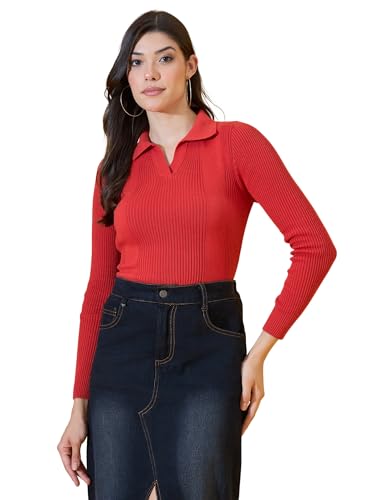 Image of 98 Degree North Women Spread Collar Sweater-G1577-BLACK