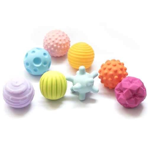 Image of Amazon Brand - Jam & Honey Baby Bath Toy Set of 8 for Toddlers I Colorful Combo of Balls| chuchu Toys I Floating Bath Toy I (Multicolor)