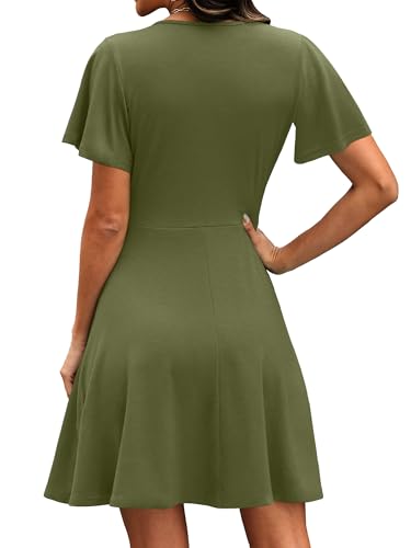 Image of RUMIA Women Casual Dresses Wrap V Neck Dress A-Line Summer Sundress Fashion
