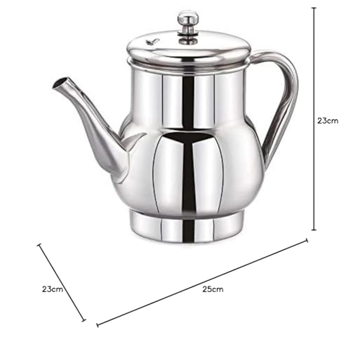 Image of Expresso Stunning Classy Hand-Polished Stainless Steel Tea /Coffee Teapot with Lid, 850 ml