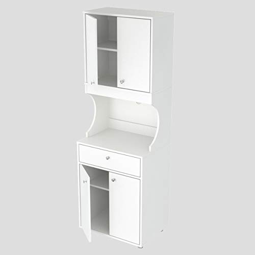 Inval Galley Kitchen/Microwave 1-Drawer/4-Door Storage Cabinet with Open Space White