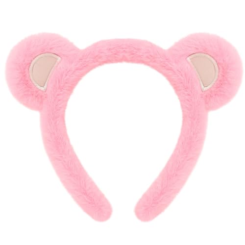 JazSwirl Bear Ears Halloween Bear Ears Headband Yellow Pink Purple Blue Green Brown Bear Ears Halloween Animal Ears (Pink OS)