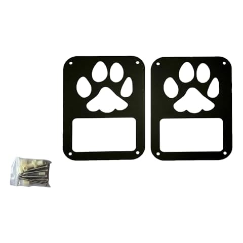 SXMA Taillight Cover Trim Guards Protector Black Stainless Steel Guard Light Cover Kit for Je ep W Rangler JK JKU Sports Sahara Freedom Rubicon X & Unlimited 2007-2017(Black) (Dog Paw Logo) Cover