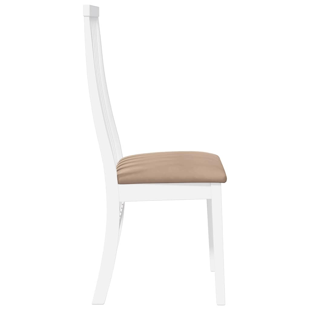 vidaXL Sillas de Comedor con Cojines 2uds Madera Maciza Blanco Caucho, Silla de Comedor, Silla de Cocina, Asiento de Comedor, Silla