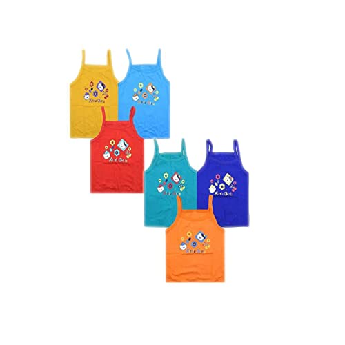 Image of KIKE New Born Baby Pure Cotton Printed Regular Fit Sando Innerwear Baniyan Kids Vest Infants Sleeveless Undershirts for Cute Boys Girls 0-24 Months Pack of 6