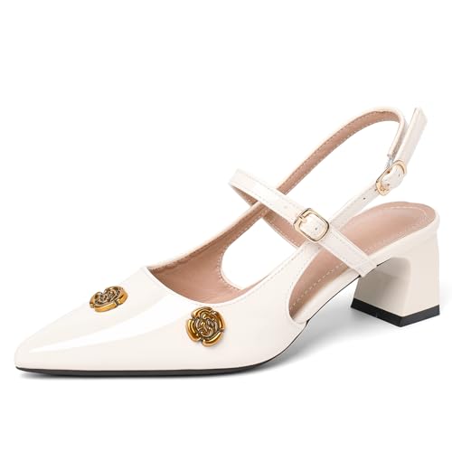 Heels for Women Block Chunky Platform High Heels Closed Pointed Toe Ankle Strap Dressy Comfortable Formal Dress Pump Shoes
