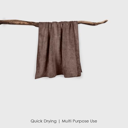Image of HOUSSE Premium Hand Towel | Microfiber | Super Soft & Quick Dry | Home, Gym, Yoga, Fitness & Weight Lifting | Ultra Absorbent | 550GSM, 60x40cm [2-Pack] (Fossil)