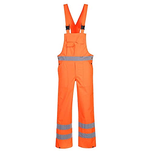 Portwest Cotte à bretelles Hi-Vis non doublée, Couleur: Orange, Taille: XL, S388ORRXL
