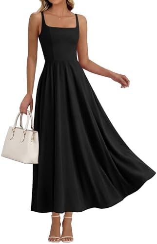 BTFBM Women Summer Square Neck Maxi Dress Spring 2026 Elegant Cla...