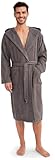 Twinzen Accappatoio Uomo Spugna con Cappuccio 100% Cotone - Morbido, Assorbente, Certificato Oeko-Tex - Grigio scuro, Taglia M