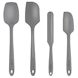 Culinary Couture 4-Piece Grey Baking Spatula Set - Rubber Spatulas Silicone Heat Resistant up to 428°F, BPA-Free - Spatula Set for Nonstick Cookware - Silicone Baking Utensils