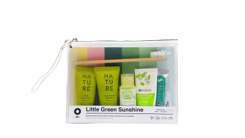 Little Green Sunshine by Flightbox - Trousse de Toilette Bio complète pour Le Voyage - Transparente, Kit de...