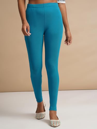 Image of ONE SKY Women Full Length Leggings | Cotton Modal Spandex Blend | High Waist Stretchable & Bio-Washed Fabric | Colour-Lock Technology | Comfortable Leggings for Women